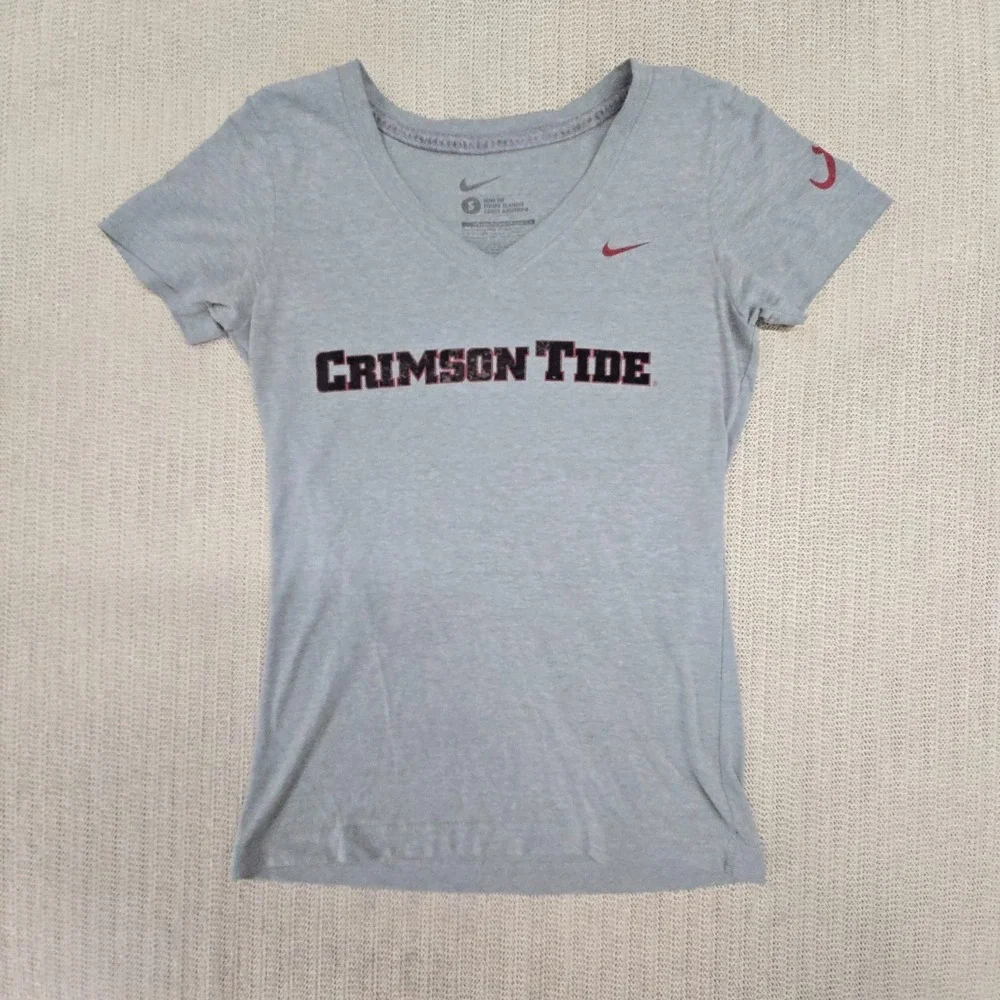 Nike Alabama Crimson Tide Shirt Womens Small Gray Short Sleeve SEC Football Slim